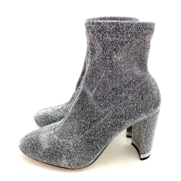 MICHAEL Michael Kors 70s Glitter Metallic Silver Stretch Ankle Heel Boot Size 10 - Picture 6 of 13